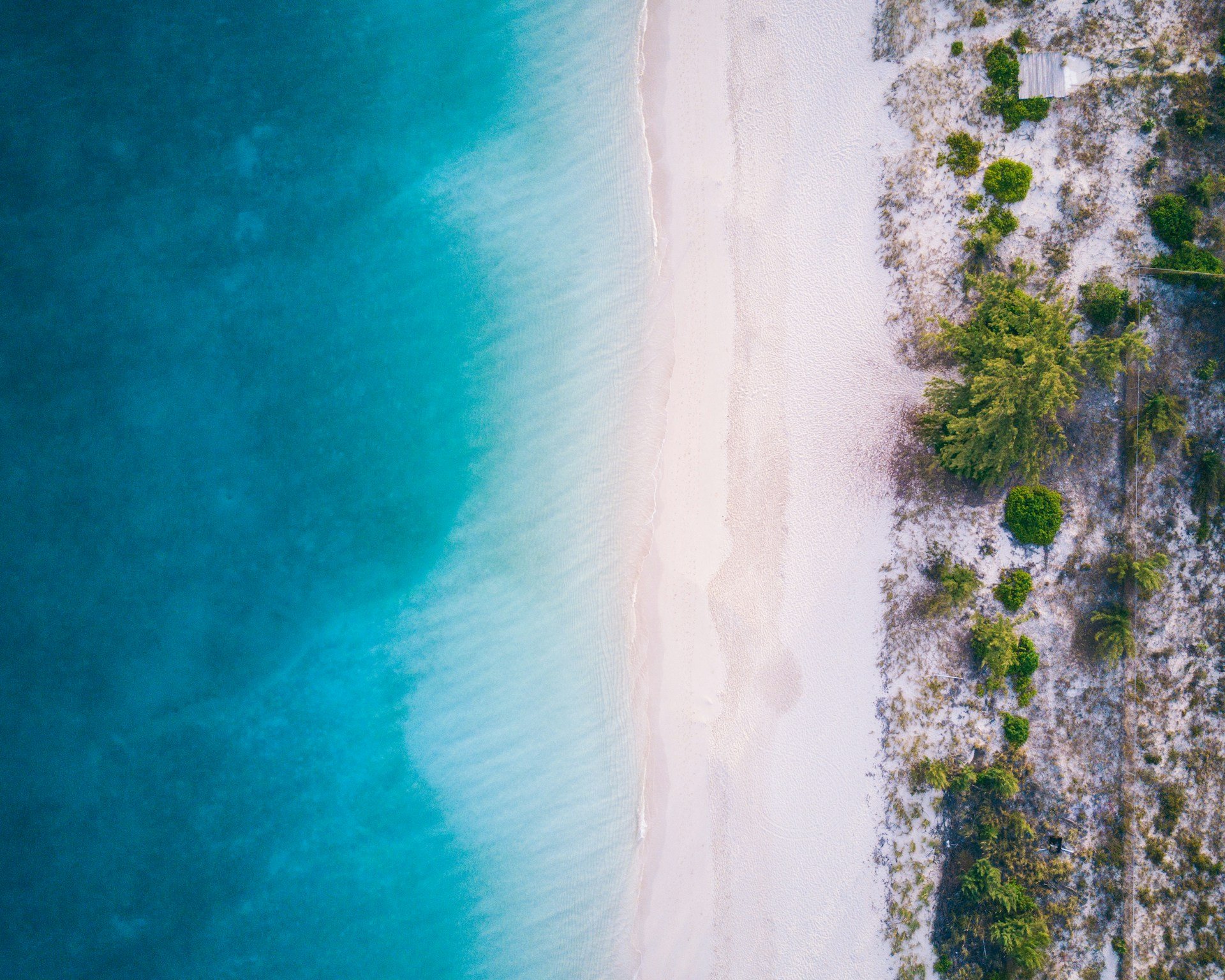 Aerial view of Grace Bay Beach, Providenciales, Turks and Caicos