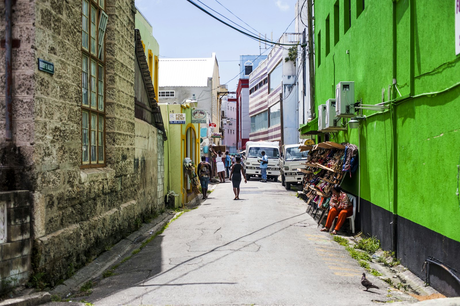 Bridgetown Barbados street scene with local shops