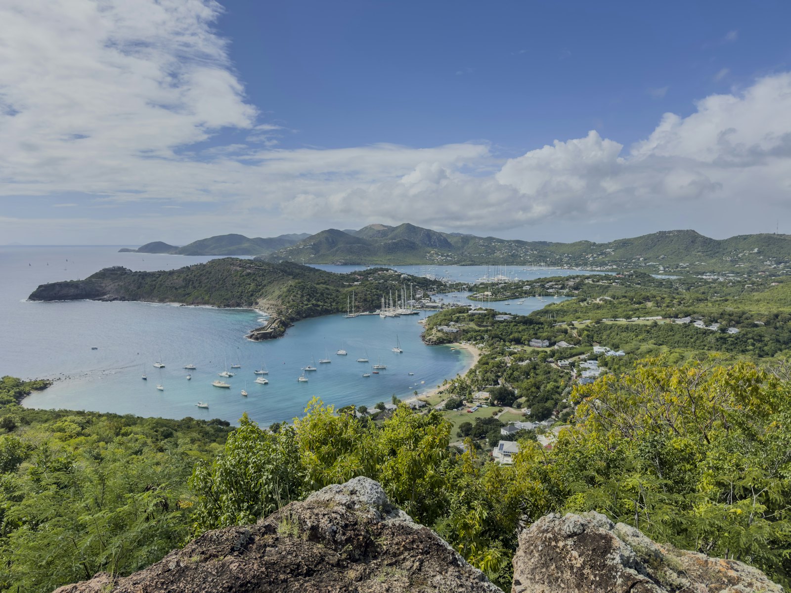 View over English Harbour, Antigua, from the surrounding hills