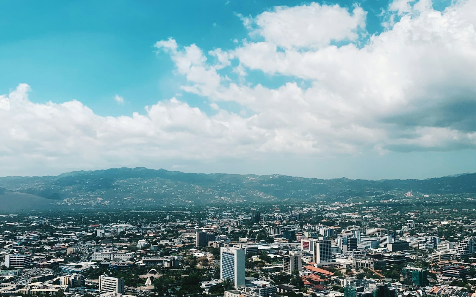 View over Kingston, Jamaica, with the hills and mountains beyond