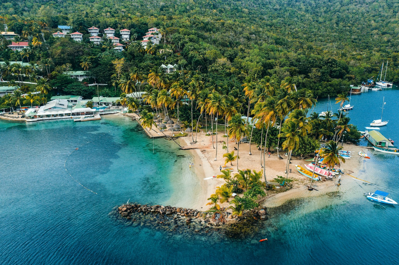 Aerial view of Marigot Bay, Saint Lucia