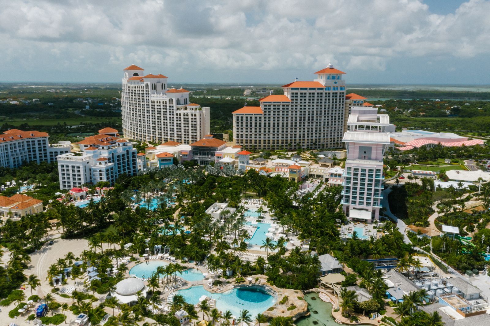Aerial view of the Baha Mar resort on Cable Beach, Nassau, the Bahamas