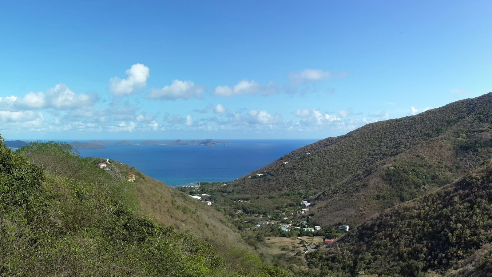 Hillside homes and valleys on Tortola, British Virgin Islands