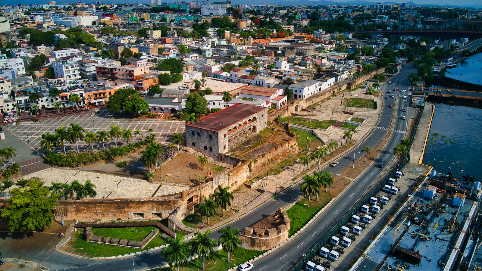 Aerial view of the Alcázar de Colón in Santo Domingo's Colonial Zone, Dominican Republic