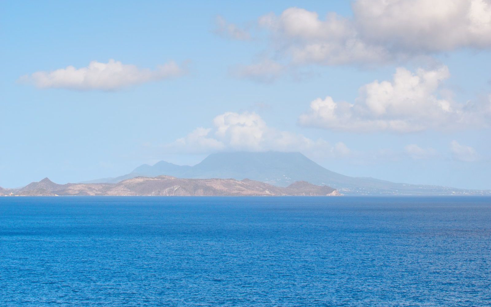 Nevis Peak seen across the Caribbean Sea, Nevis