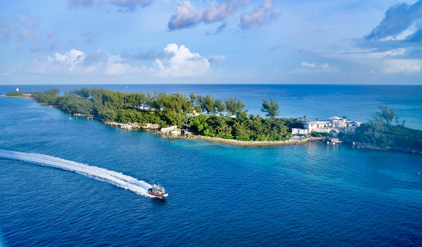 Boat entering Nassau Harbour, the Bahamas