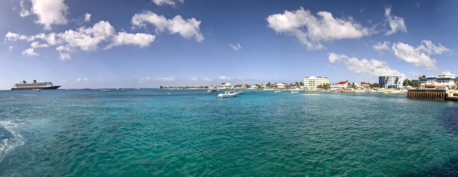 George Town waterfront seen from the harbour, Grand Cayman