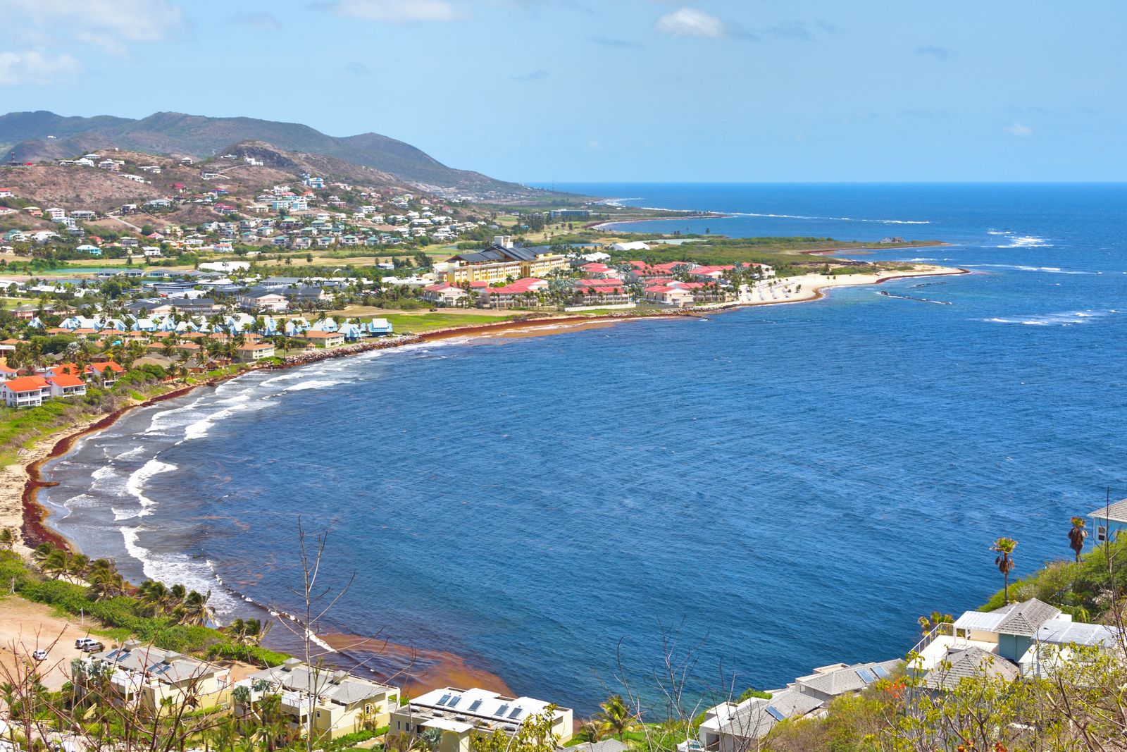 Aerial view of Frigate Bay and its resorts, St Kitts