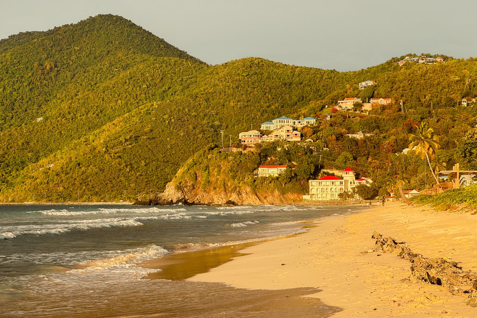 Beach and hillside homes on Tortola, British Virgin Islands