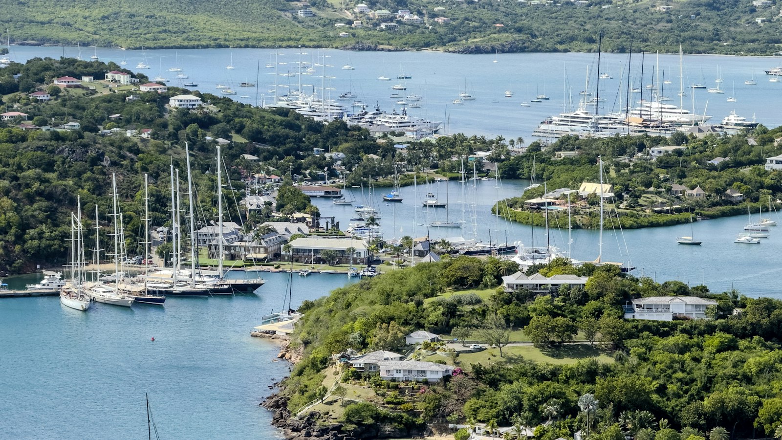 Yachts moored in English Harbour, home of Nelson's Dockyard, Antigua